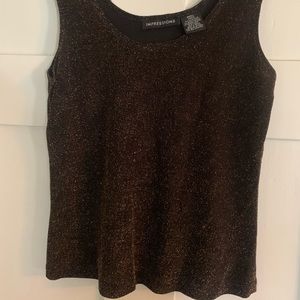 Black tank top Semi sheer with gold fleck throughout the inside in smooth fit M